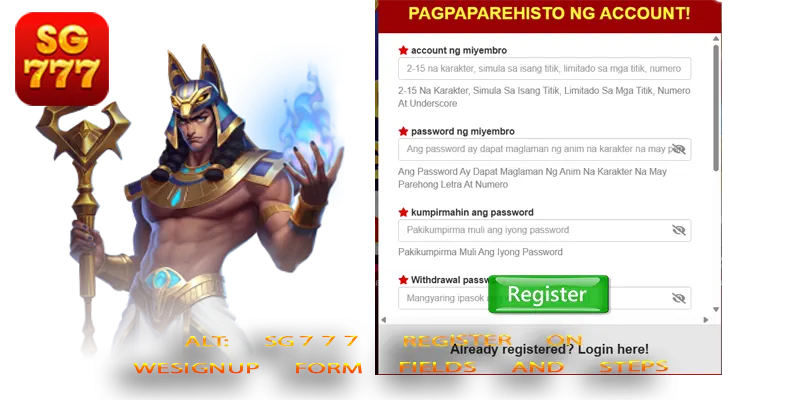 sg777 register on web – signup form fields and steps
